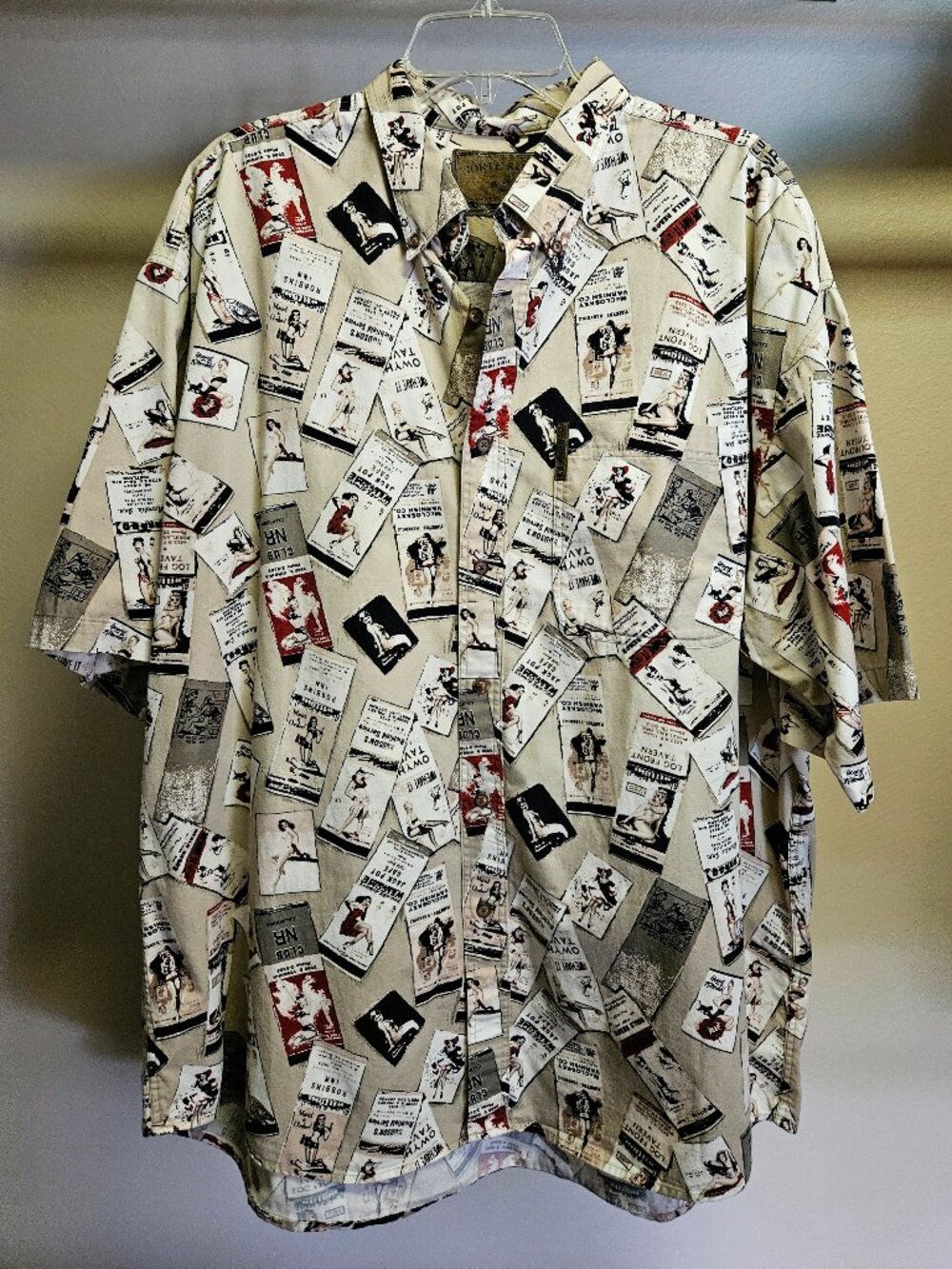 Risqué Pinip Men's Vintage Style Button Up Shirt XL North River Short Sleeve